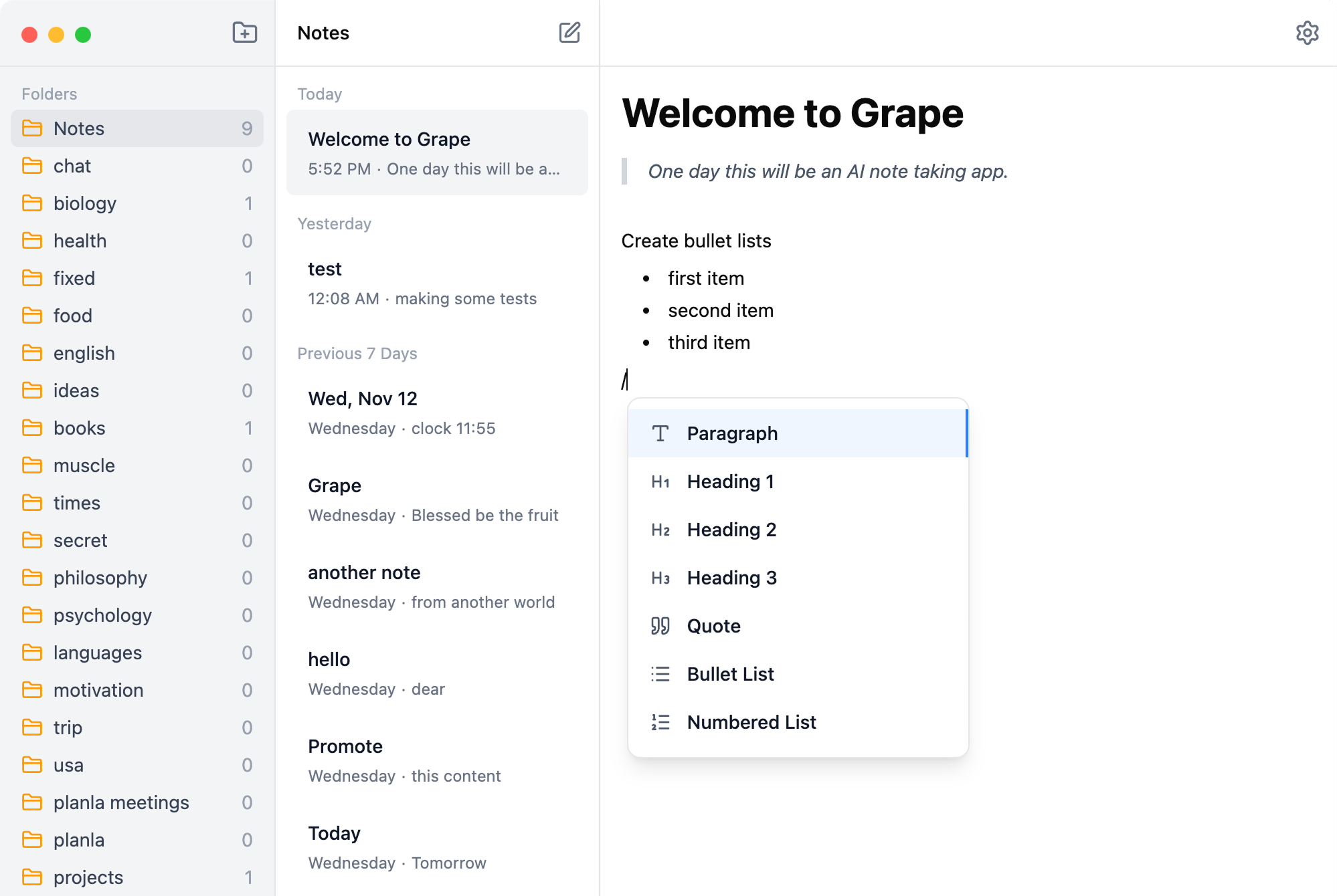 Grape App Interface Preview